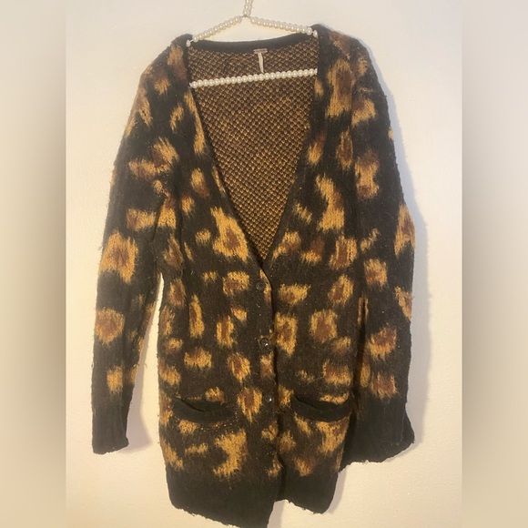 Free People Sweaters - Free People Fuzzy Cardigan Womens Medium Oversized Button Front V Neck Sweater
